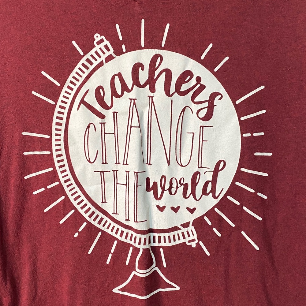 Women’s Teachers Change the World Graphic Tee T-Shirt Top Blouse - Picture 2 of 5